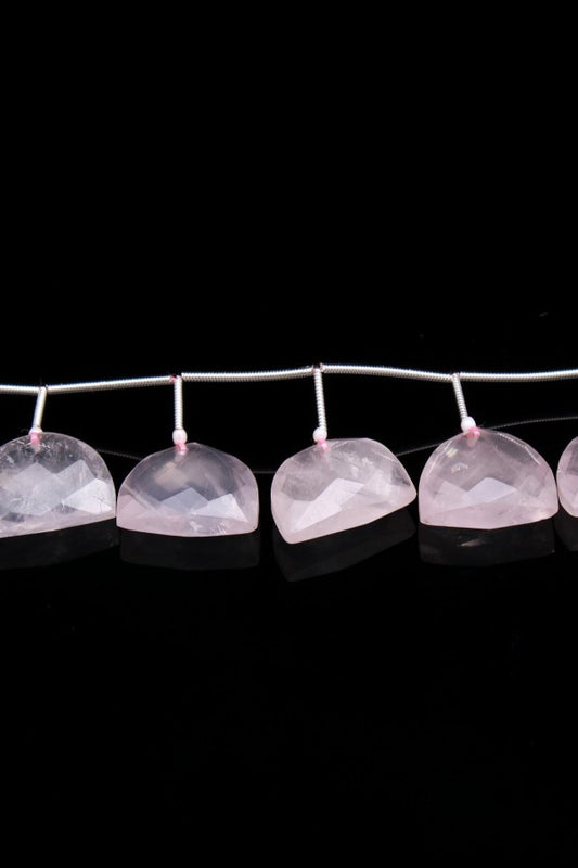Rose Quartz Pink D Shape Faceted Natural Beads