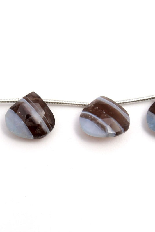 Boulder Opal Blue/Grey Heart Faceted Natural Beads