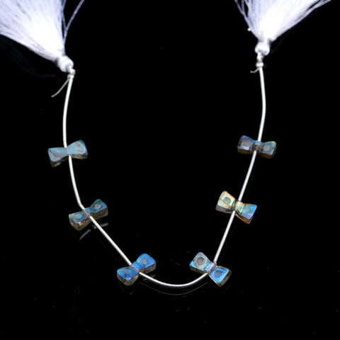 Labradorite Grey Bow Tie Carving Natural 6 Pieces Beads