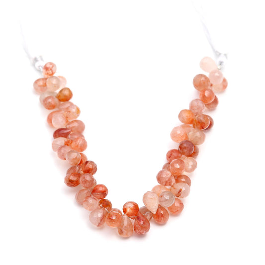 Carnelian Orange Drop Faceted Natural Beads 8 inches Strands