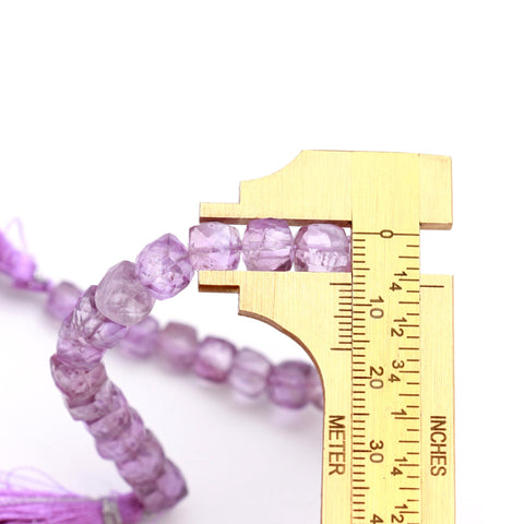 Amethyst Purple Cube Faceted Natural Beads 8 Inches Strands