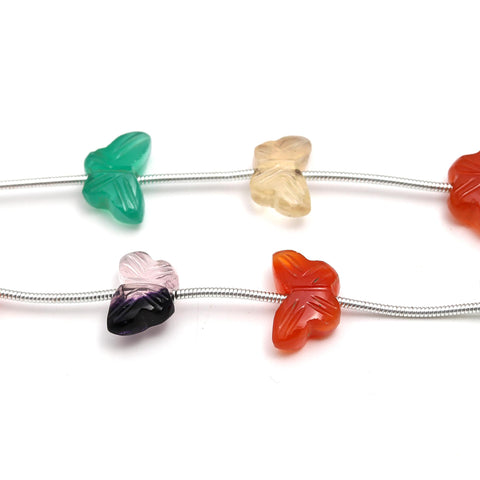 Multi Stones Multicolor Butterfly Carving Natural Beads 6 Pieces