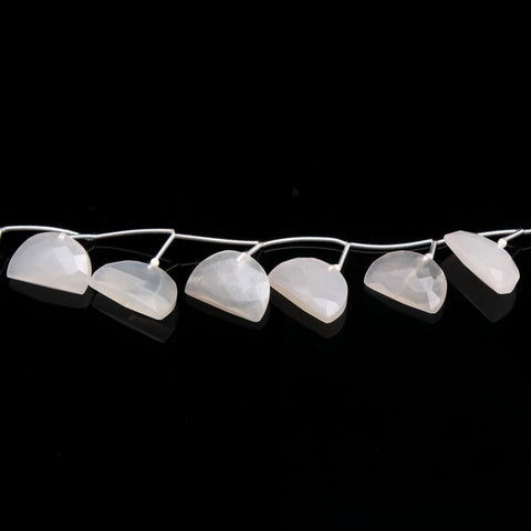 White Moonstone White D Shape Faceted Natural Beads