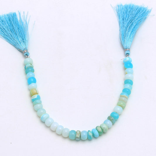 Pervuian Opal Green Rondell Smooth Natural Beads 8 Inches Strands