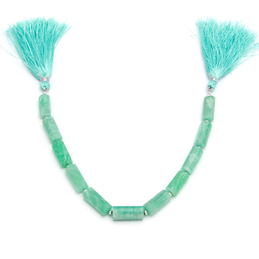 Amazonite Green Tube Faceted Natural Beads 8 Inches Strands
