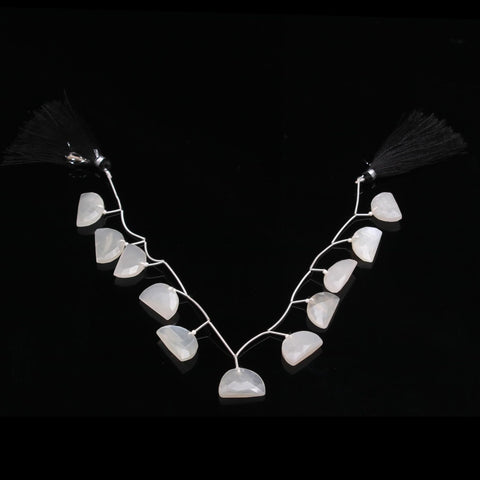 White Moonstone White D Shape Faceted Natural Beads