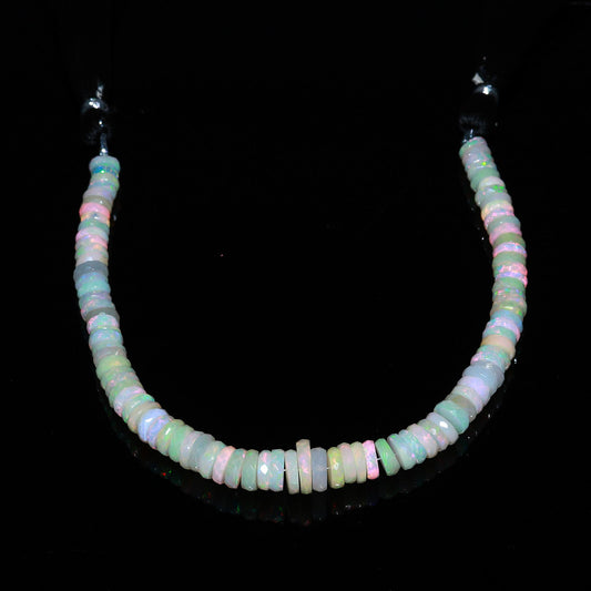Ethiopian Opal Multicolor Tire 10 mm Faceted Natural Beads 8 Inches Strands