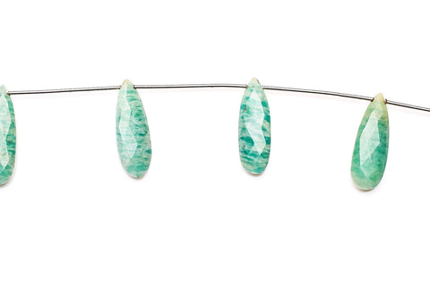 Amazonite Green Long Pear Faceted Natural Beads