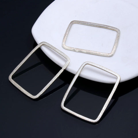 Silver Coated Brass Outline 40 x 30MM Rectangle Blank