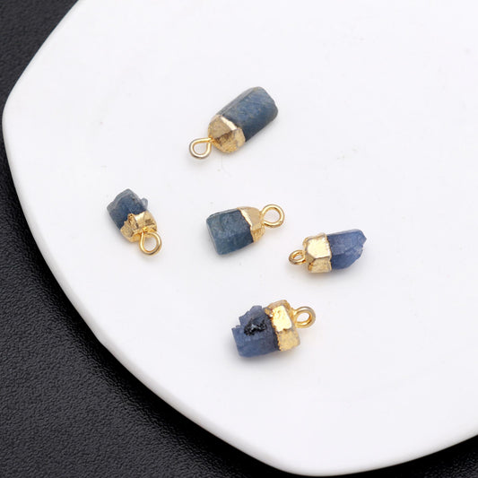 Tanzanite Blue Raw Gold Plating Bezel Cap 12 MM Pendant Charms