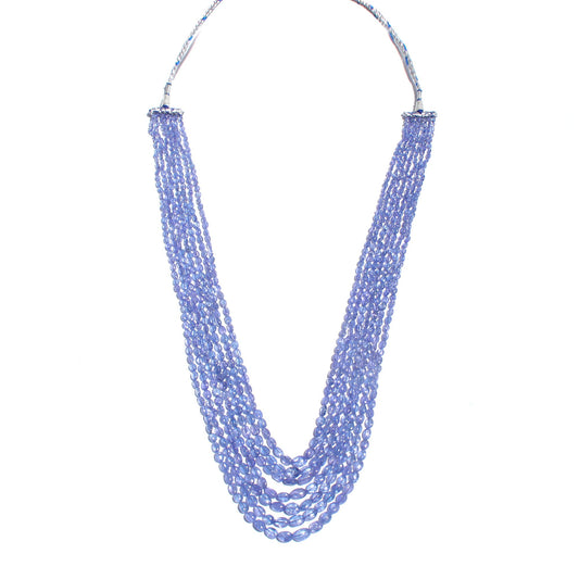 Tanzanite Blue Oval Smooth Natural Beads Necklace 12.5 inches