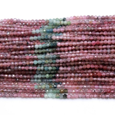 Multi Tourmaline Multi Color Round Faceted Natural Beads 12.5 Inches Strands