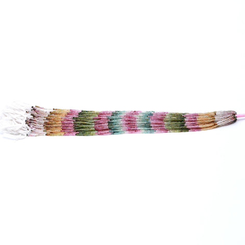 Watermelon Tourmaline Shaded Multicolor Round Faceted Natural Beads 12.5 Inches Strands