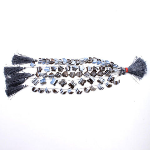Boulder Opal Grey/Blue Heart Smooth Natural Beads