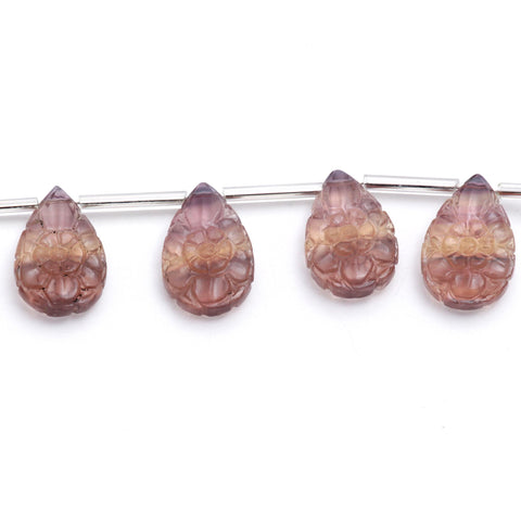 Fluorite Multi Color Petal Carving Natural Beads 8 Inches Strands