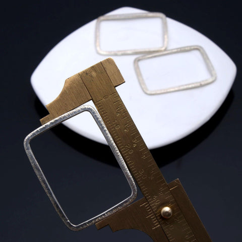 Silver Coated Brass Outline 40 x 30MM Rectangle Blank