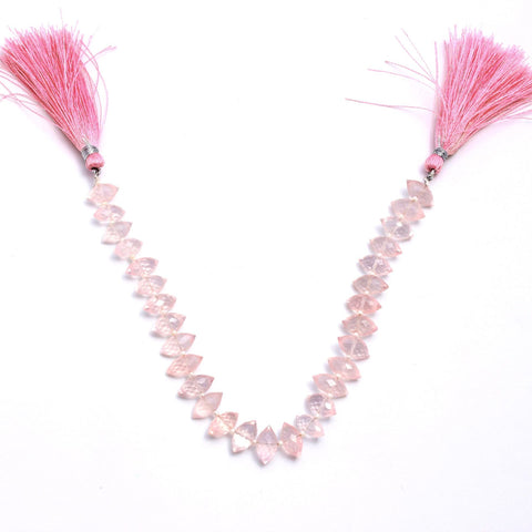 Rose Quartz Pink Dew Drop Faceted Natural Beads