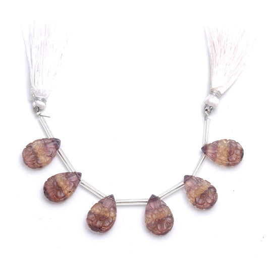 Fluorite Multi Color Petal Carving Natural Beads 8 Inches Strands