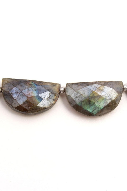 Labradorite Grey D Shape Faceted Natural Beads
