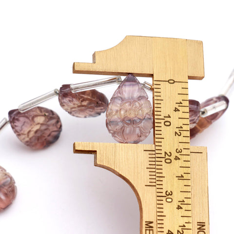 Fluorite Multi Color Petal Carving Natural Beads 8 Inches Strands