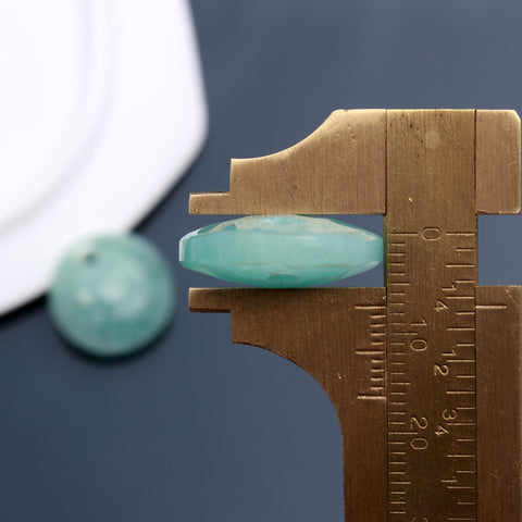 Amazonite Green Coin Faceted Natural Beads 18 MM Stone Pair Of 2