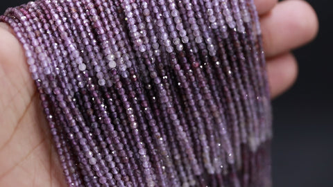 Pink Sapphire Shaded Pink Round Faceted Natural Beads 12.5 inches strands