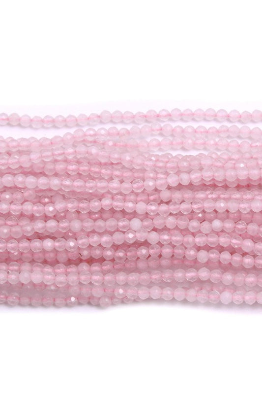 Rose Quartz Pink Round Faceted Natural Beads