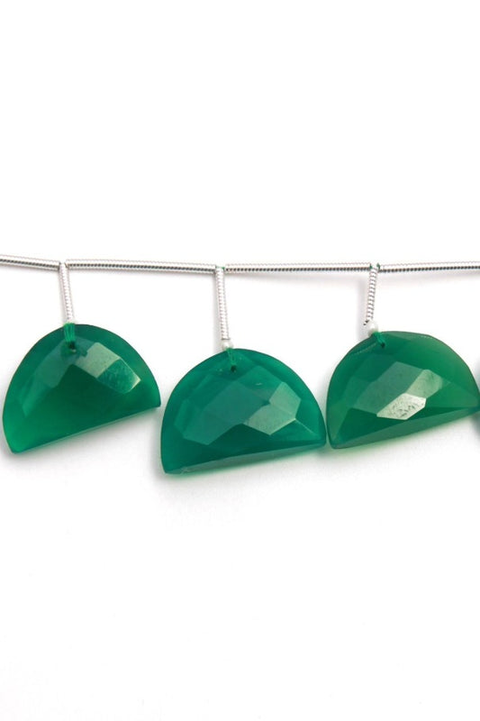 Green Onyx Green D Shape Curve Surface Drill Faceted Natural Beads