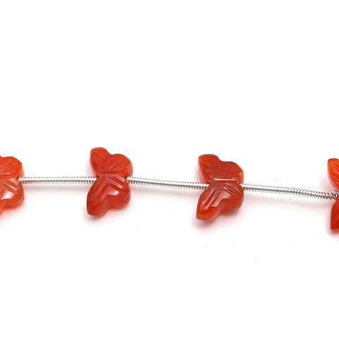 Carnelian Orange Butterfly Carving Natural Beads 6 Pieces