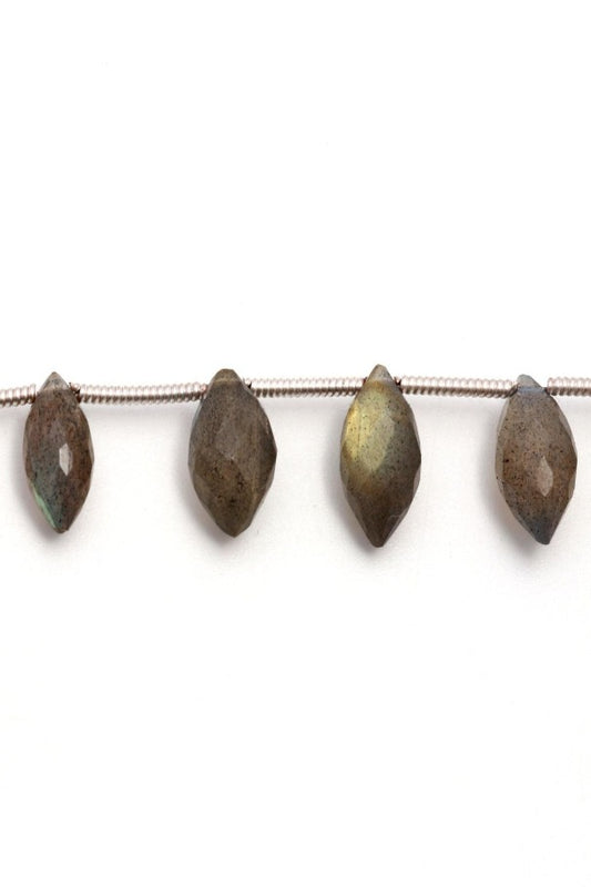Labradorite Grey Dew Drop Faceted Natural Beads