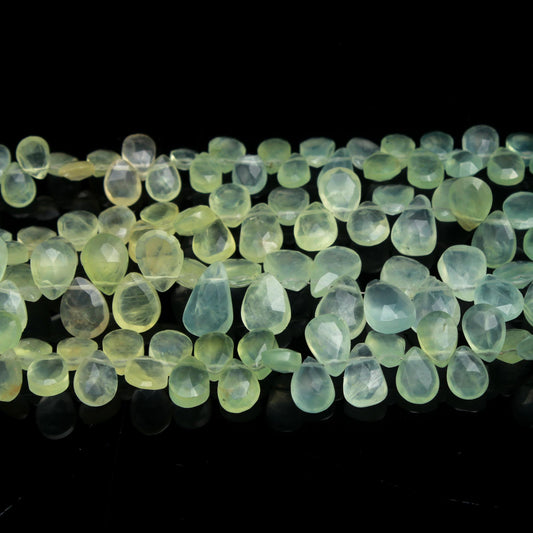 Prehnite Green Pear Faceted Natural Beads 8 Inches Strands