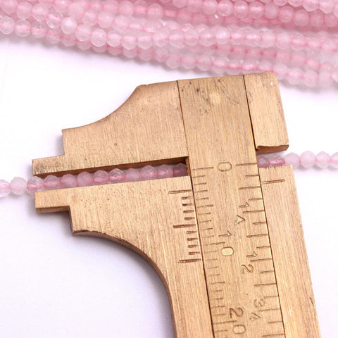 Rose Quartz Pink Round Faceted Natural Beads