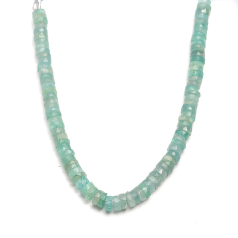 Aquamarine Green Tire Faceted Natural Beads 8 Inches Strands