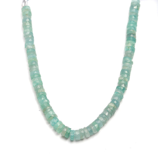 Aquamarine Green Tire Faceted Natural Beads 8 Inches Strands