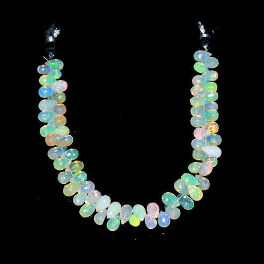 Ethiopian Opal White Drop Faceted Natural Beads 8 inches Strands