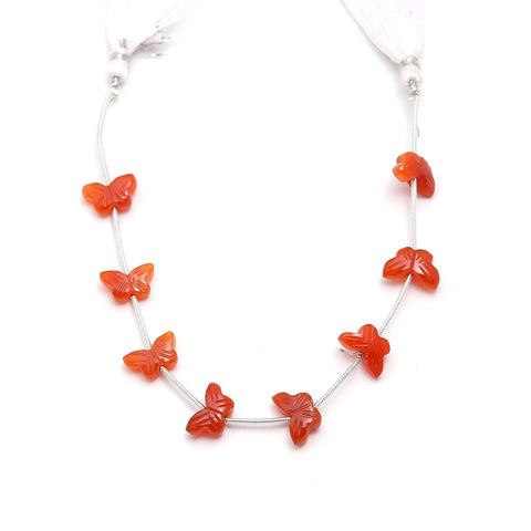 Carnelian Orange Butterfly Carving Natural Beads 6 Pieces