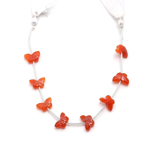Carnelian Orange Butterfly Carving Natural Beads 6 Pieces