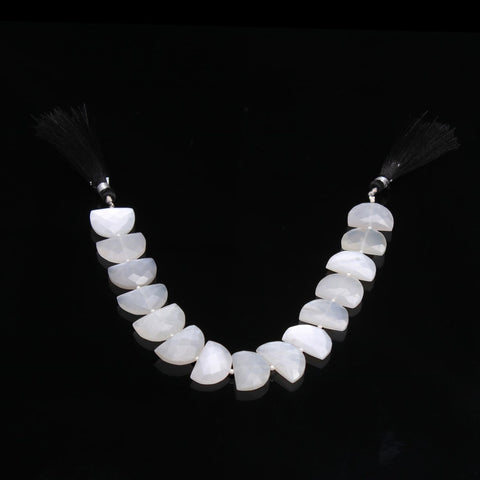 White Moonstone White D Shape Faceted Natural Beads