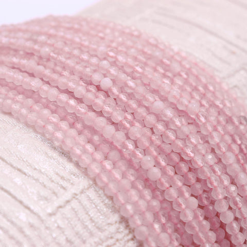 Rose Quartz Pink Round Faceted Natural Beads