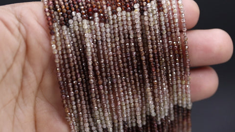 Brown Sapphire Shaded Brown Round Faceted Natural Beads 12.5 inches strands