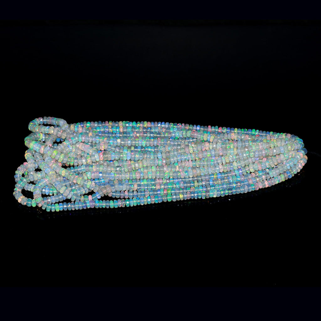 Ethiopian Opal  White Tire Faceted Natural Beads 16 inches strands