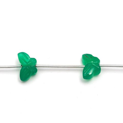 Green Onyx Butterfly Carving Natural Beads 6 pieces