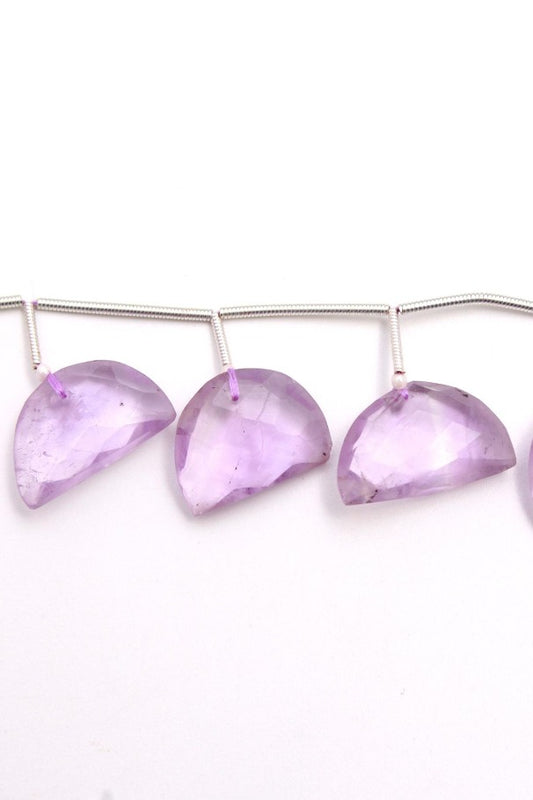 Pink Amethyst D Shape Faceted Natural Beads