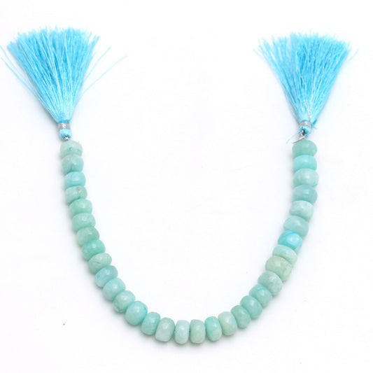 Peru Opal Green Rondell Smooth Natural Beads 8 inches Strands