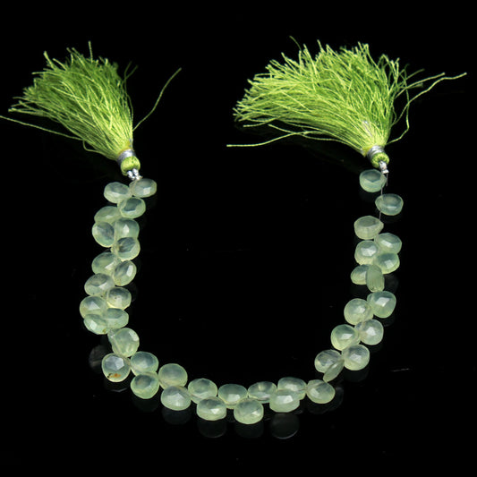 Prehnite Green Drop Faceted Natural Beads 8 Inches Strands