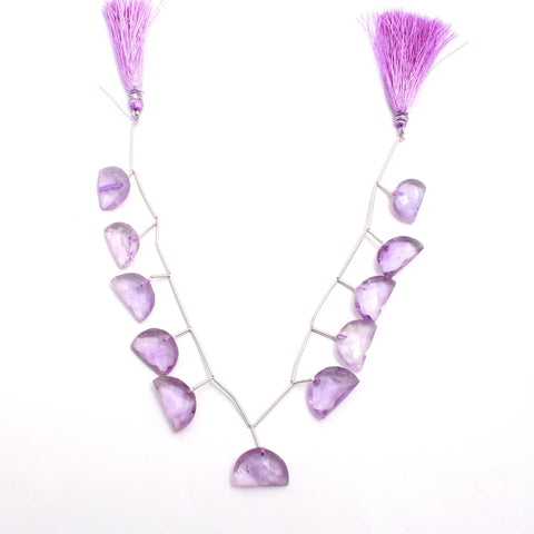Pink Amethyst D Shape Faceted Natural Beads