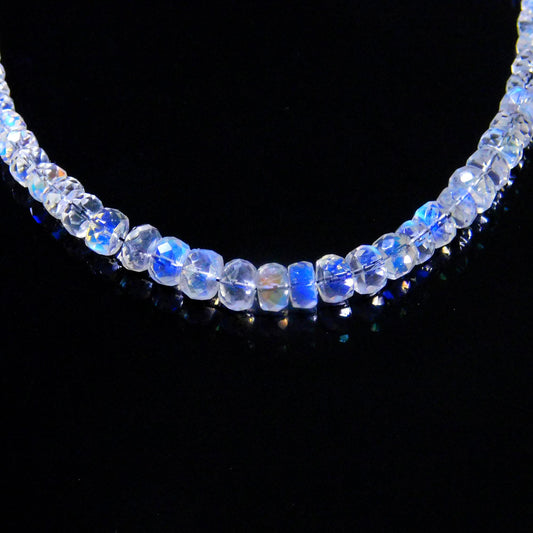 Rainbow Moonstone White Rondell Faceted Natural Beads 8 Inches Strands