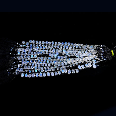 Rainbow Moonstone White Coffin Faceted Natural Beads 8 inches strands