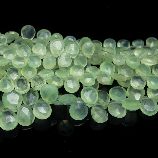 Prehnite Green Drop Faceted Natural Beads 8 Inches Strands
