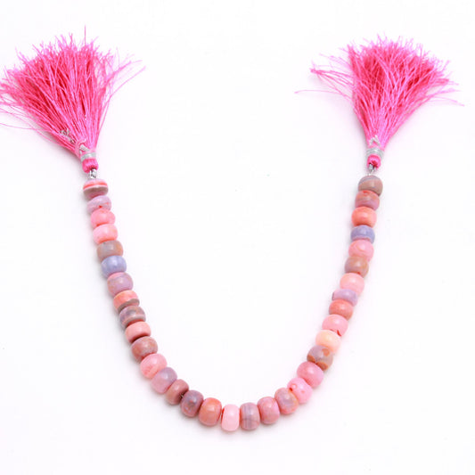 Sunset Opal Pink Rondell Smooth Natural Beads 8 Inches Strands